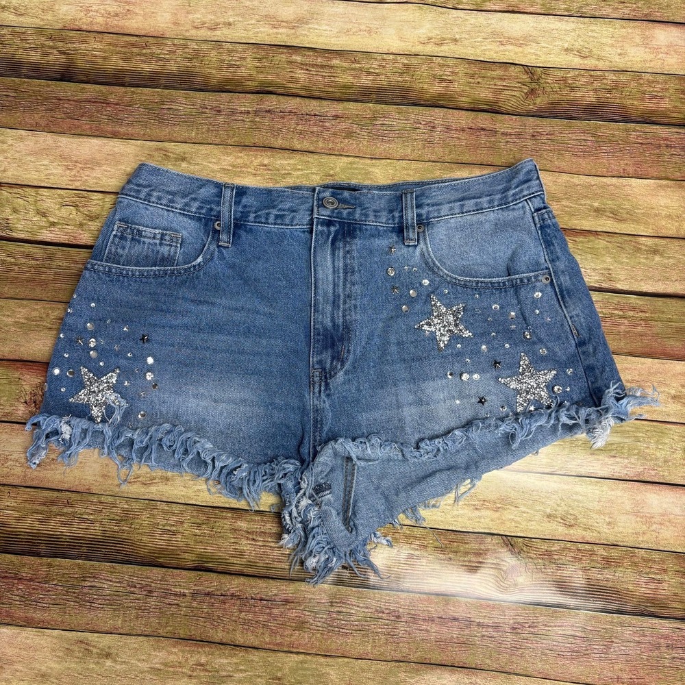 Fashion Nova denim shorts with rhinestones. Item 294